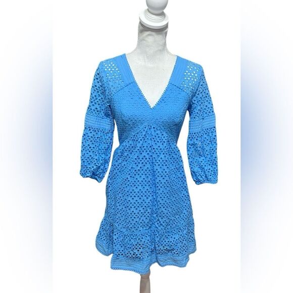 Lilly Pulitzer Zanzibar Blue Lucinda Eyelet Mini Dress - 0 - Picture 2 of 7